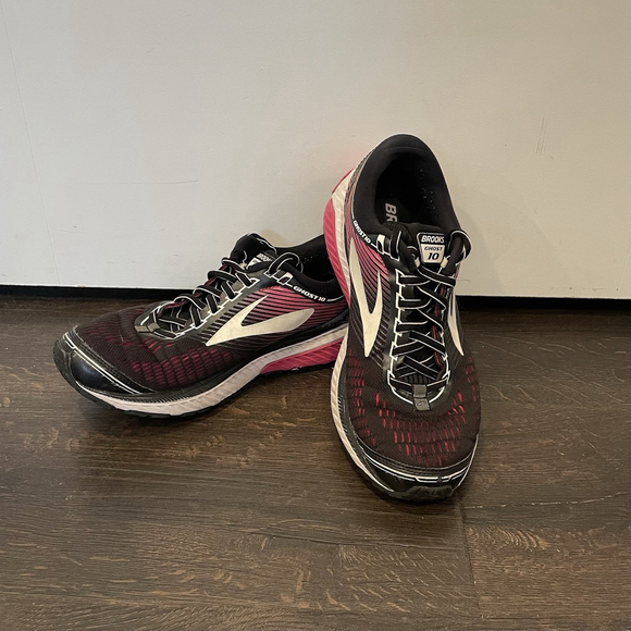 Brooks Shoes - Brooks Ghost 10 Black/Pink 1202461B067 Running Shoes Women's Sneakers Size 9.5 B
